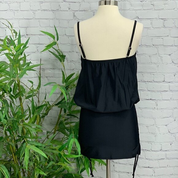 Black Swim Dress w/ Ruching at Sides - Picture 4 of 6